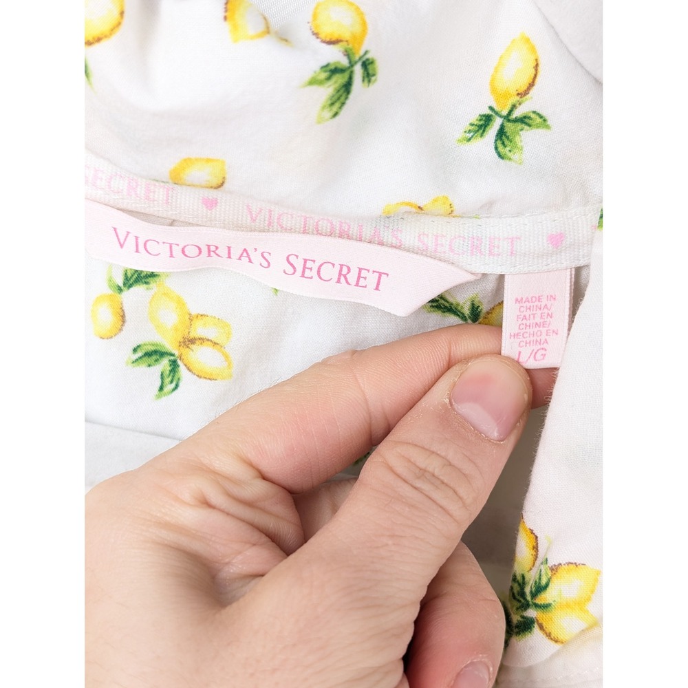 Victorias Secret Lemon Pajama Set Size L 100% Cotton Novelty Fruit Sleep Lounge - Picture 5 of 9